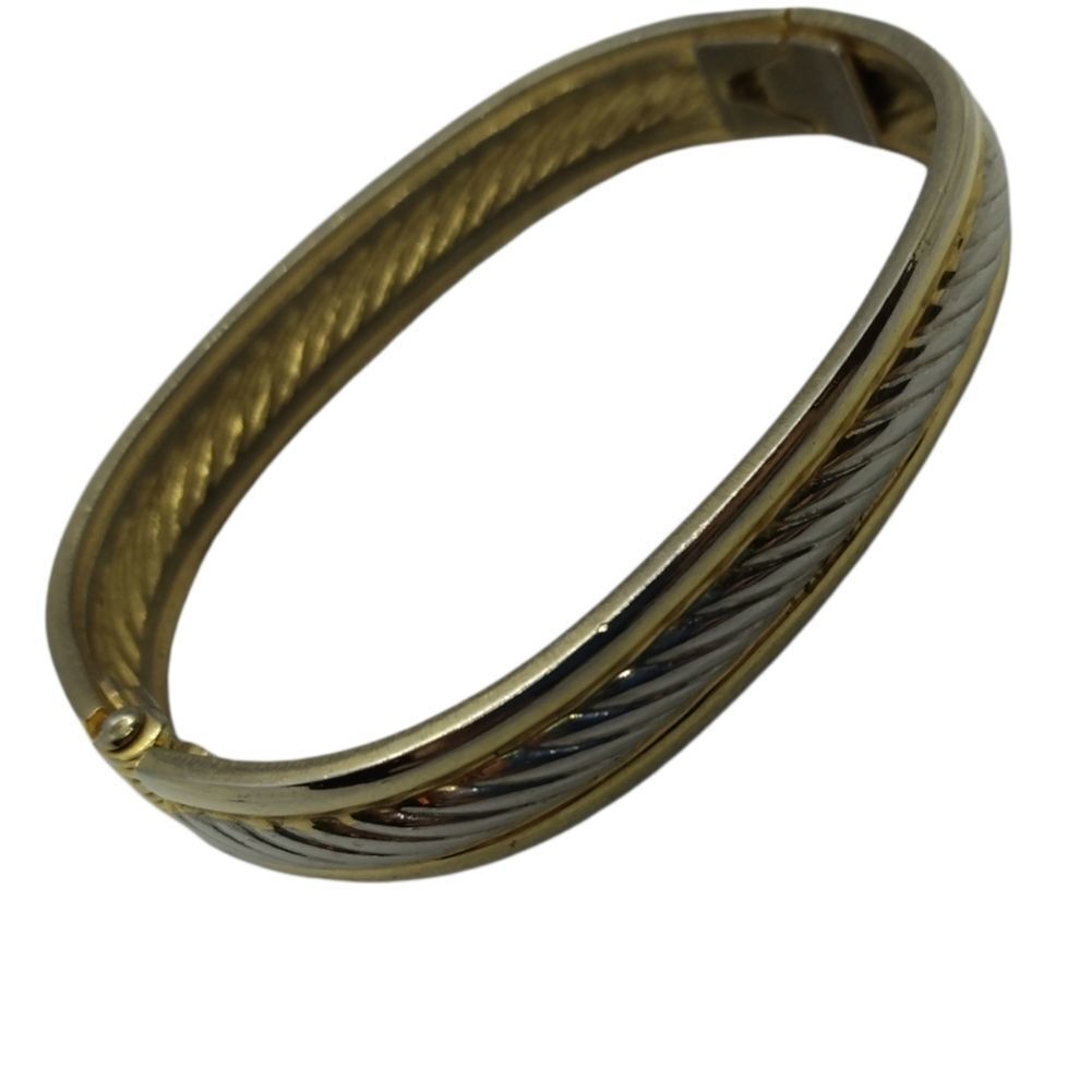 Tri multi color‎ gold tone hinge bracelet B1137